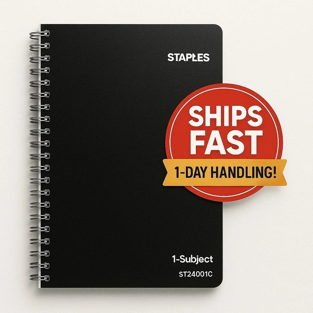 2x‎ Staples 1-Subject Notebook Graph Ruled 70 Sheets Black